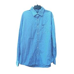 American Eagle Striped Button Blue Long Sleeve Shirt - Vintage Fit size XX Large